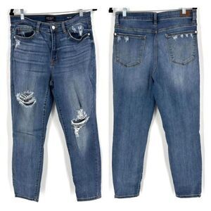 Judy Blue Distressed Slim Fit Hi Rise medium wash jeans size 11 30”